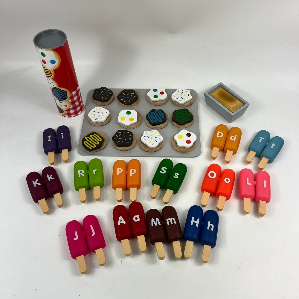 Melissa & Doug Wooden Cookie Baking Set ABC Popsicles Loaf Pan Bundle Complete